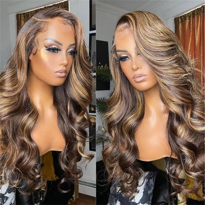 Body Wave Wear And Go Wig Blond Highlights 13x6 HD Lace Frontal Glueless Human Hair Wigs