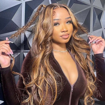 Beginner Friendly Highlight Wigs P4/27 Body Wave 13x4 Lace Front Wigs Pre Bleached Ready To Go Wigs