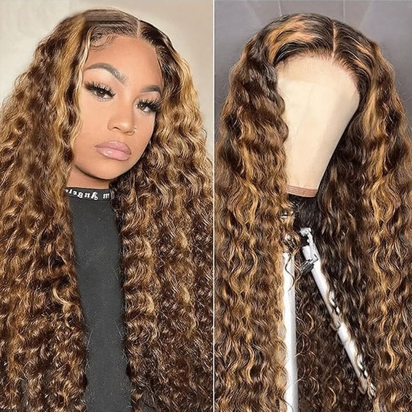 Blonde Highlight Glueless Wigs Deep Wave 13x4 Lace Front Wigs Beginner Friendly Wear &amp; Go Wigs