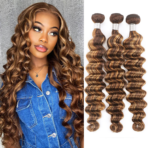 Overnight Shipping P4/27 Loose Deep Wave 3 Bundles Brazilian Human Hair Extensions