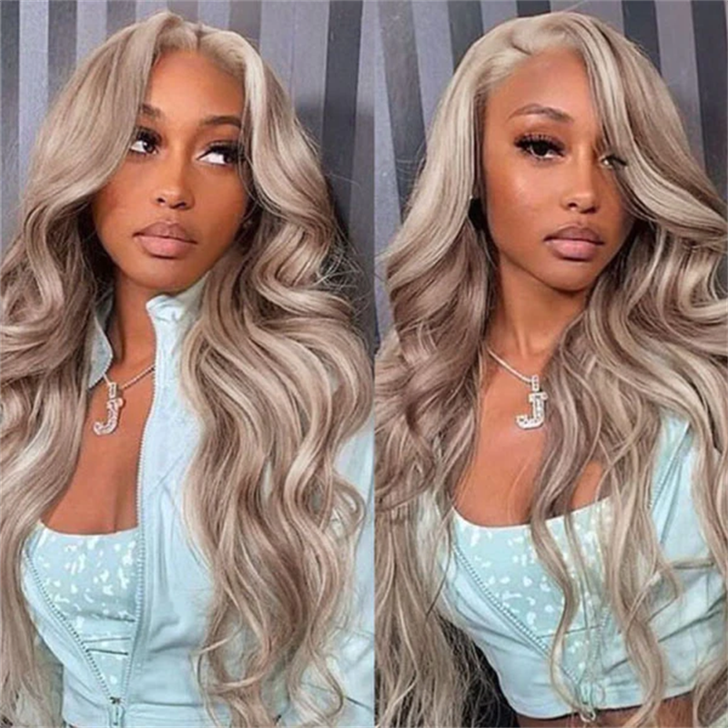 P18/613 Blonde Highlight Human Hair Wigs Body Wave HD Lace Frontal Glueless Wigs