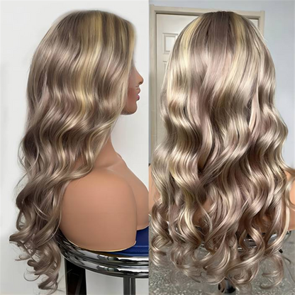 P18/613 Blonde Highlight Human Hair Wigs Body Wave HD Lace Frontal Glueless Wigs