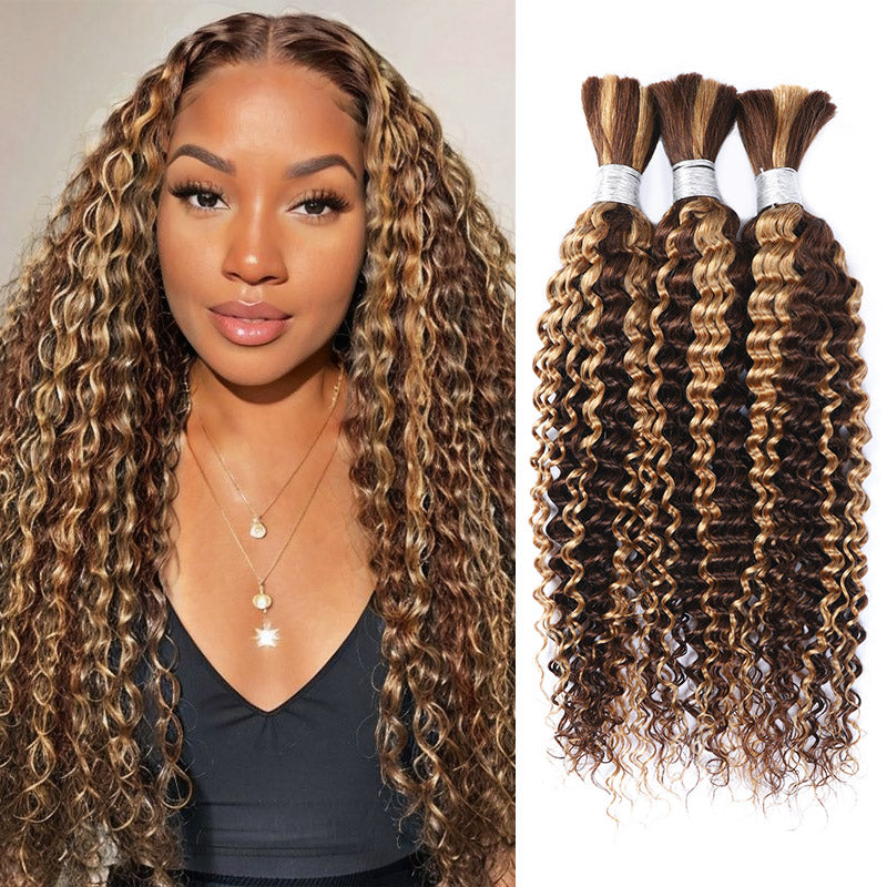 Highlight P4/27 Deep Wave Bundles Bulk Human Hair For Braiding