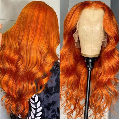 Ginger Orange Lace Front Wig Body Wave Hair T Part Lace Wigs