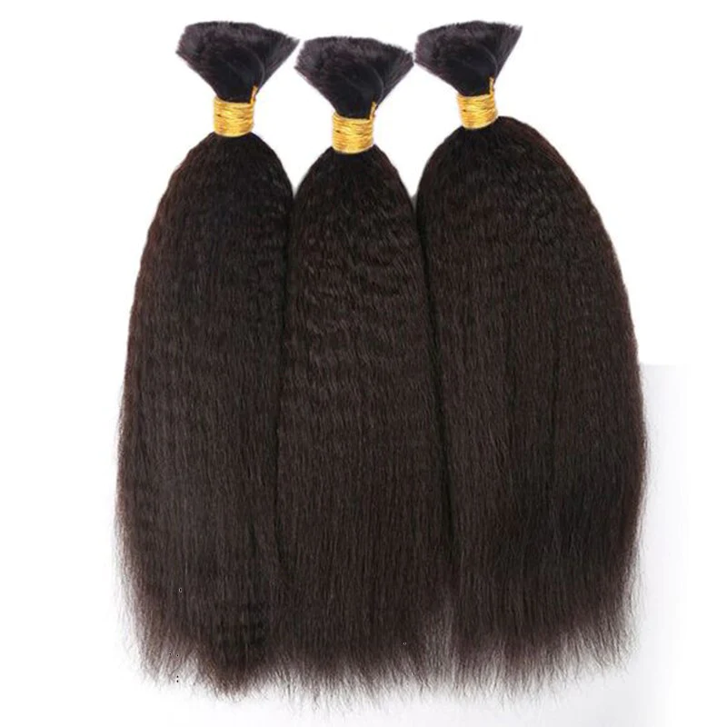 Hairsmarket Kinky Straight Braiding Hair 3/4 Bundles Bulk Human Hair Extensions For Braiding