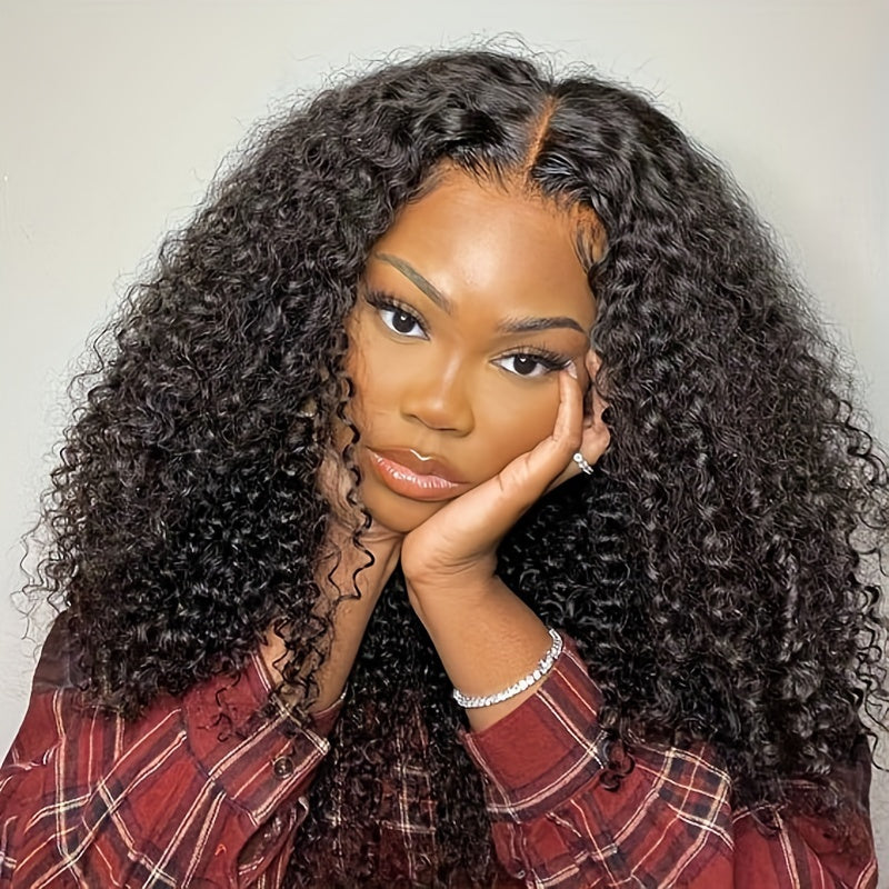 Hairsmarket Kinky Curly Glueless Wigs 13x4 Lace Front Wigs Bleached Knots 5x5 HD Lace Closure Wigs