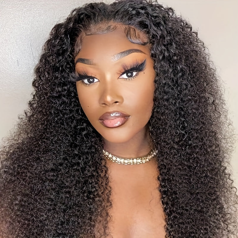 Hairsmarket Kinky Curly Glueless Wigs 13x4 Lace Front Wigs Bleached Knots 5x5 HD Lace Closure Wigs