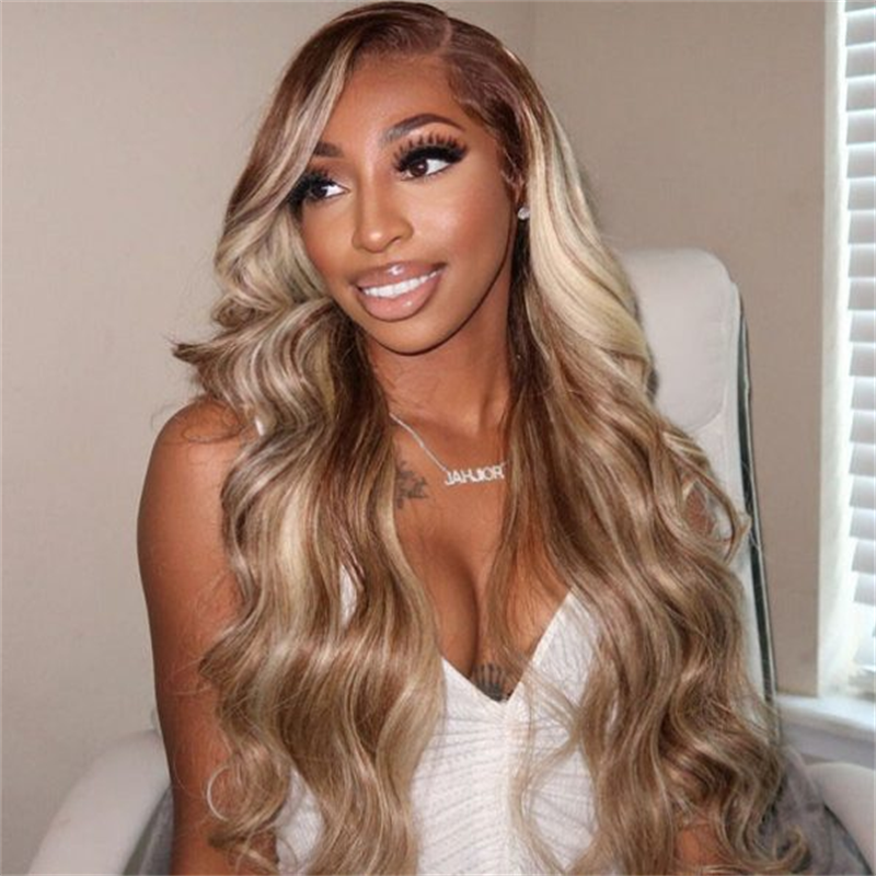 (Bogo Free)Hairsmarket Colored Glueless Wigs P4/613 Body Wave Lace Front Wigs Blonde Ombre Human Hair Wigs