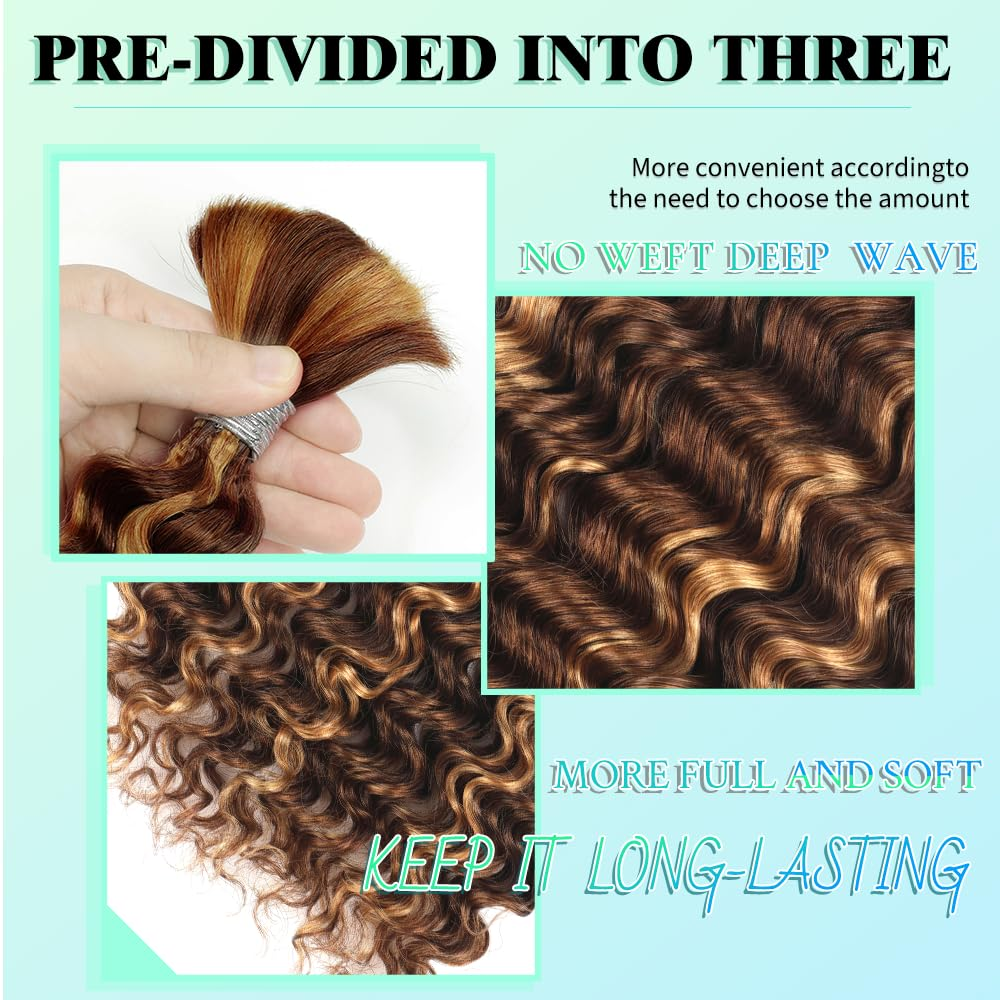 Hairsmarket Highlight P4/27 Deep Wave Bulk Human Hair For Braiding Bundles