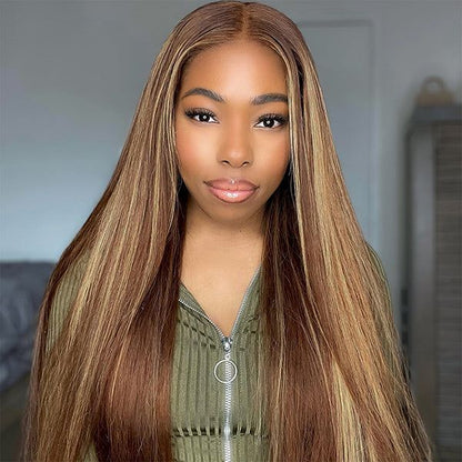 Honey Blonde Highlight Bundles Brazilian Straight Human Hair Weave Piano Hair 3 Bundles