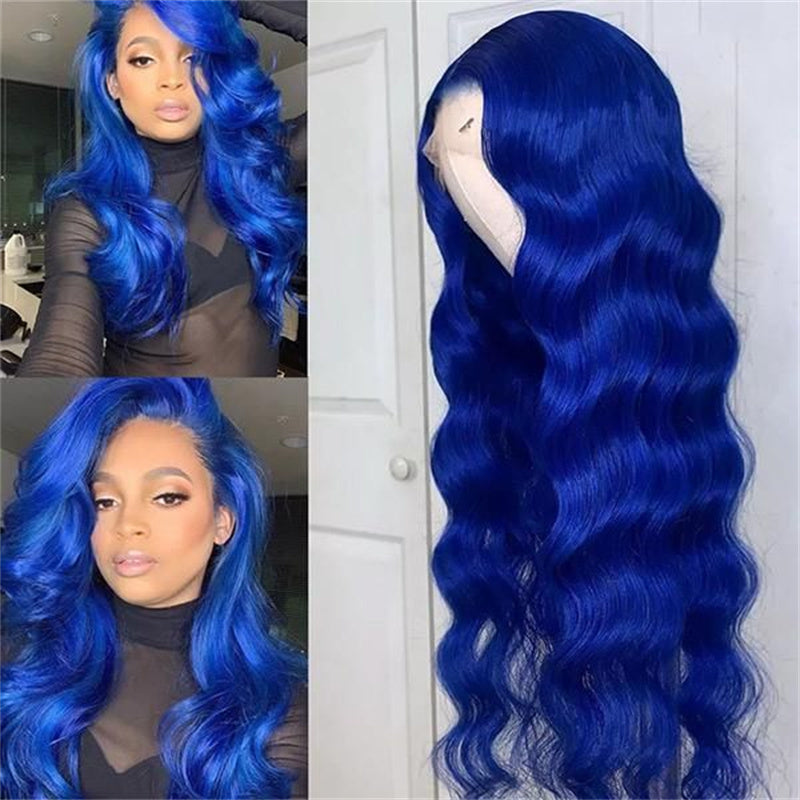 Blue Wig Body Wave 13x4 HD Lace Front Wig Colored Human Hair Wigs