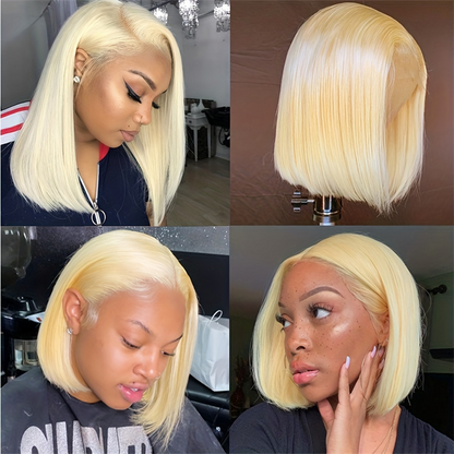 (Bogo Free)Hairsmarket Colored Bob Wigs 13x4 HD Lace Front Wig 613 Blonde/Pink/Highlight Color Short Bob Wigs