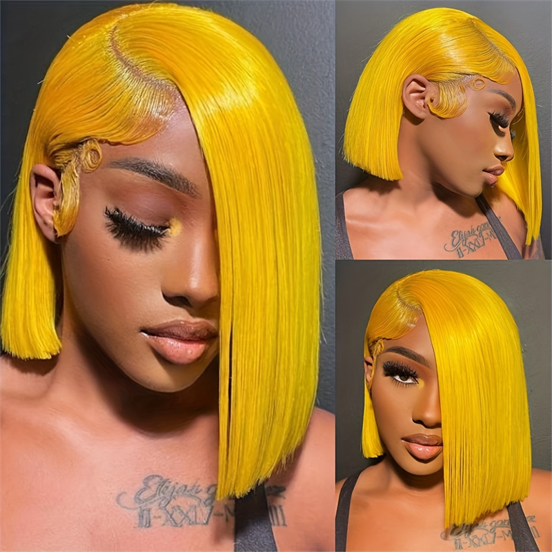 (Bogo Free)Hairsmarket Colored Bob Wigs 13x4 HD Lace Front Wig 613 Blonde/Pink/Highlight Color Short Bob Wigs