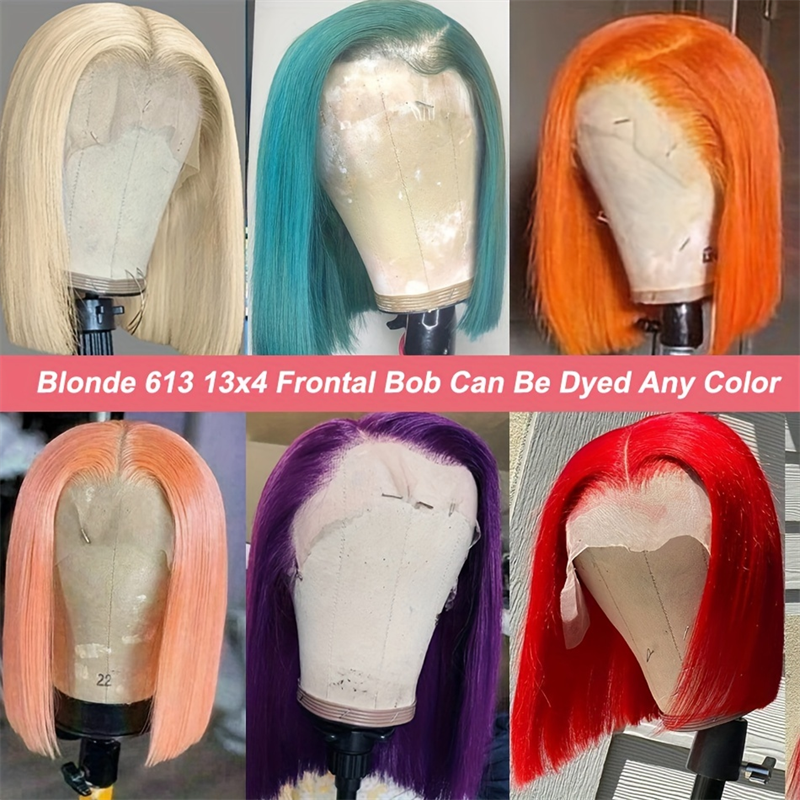 (Bogo Free)Hairsmarket Colored Bob Wigs 13x4 HD Lace Front Wig 613 Blonde/Pink/Highlight Color Short Bob Wigs