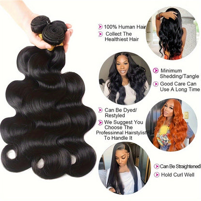 Body Wave Bundles Indian Human Hair Weave 3 Bundles Hair Extensions