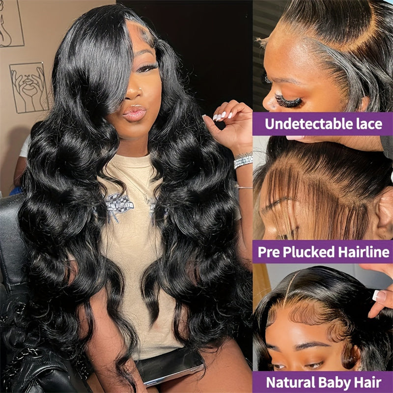 Body Wave HD Lace Frontal Wigs Human Hair Pre-Plucked Brazilian Transparent Glueless Wigs