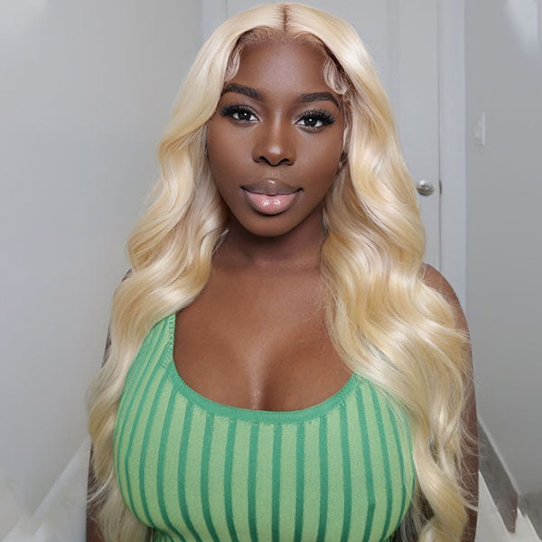 Wear &amp; Go Glueless Wigs 613 Blonde Body Wave Lace Frontal Wigs 13x4 Lace Wigs No Glue