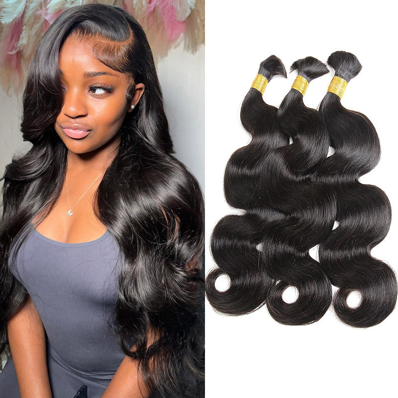 Body Wave Bulk Hair Extensions 3 Bundles Human Hair For Boho Knotless Braiding