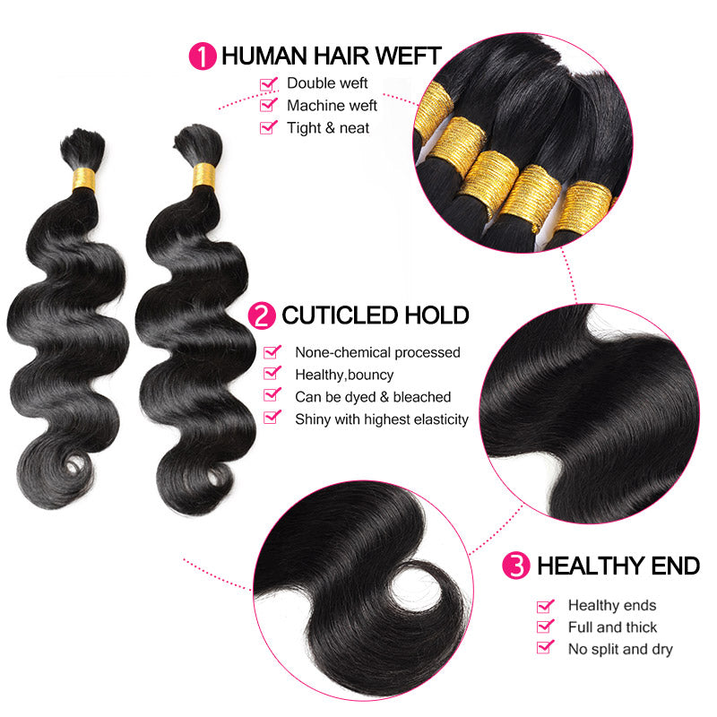 Body Wave 1 Bundle Bulk Human Hair Extensions For Braiding