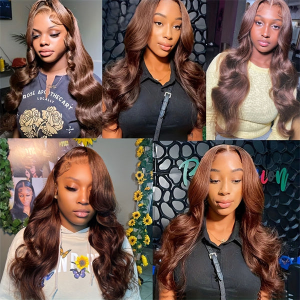 Brown Colored Body Wave Bundles with Closure 