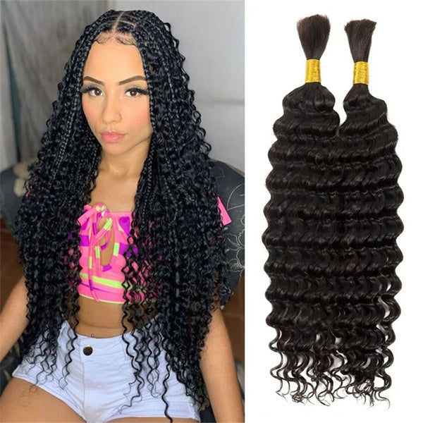 Deep Wave Human Braiding Hair Deep Wave Bulk Human Hair 1/3/4 Bundles Hair Extensions For Braiding