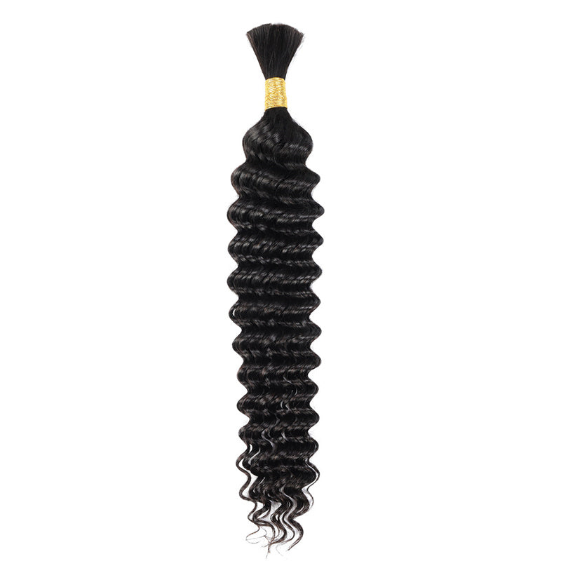 Hairsmarket Deep Wave Human Braiding Hair Deep Wave Bulk Human Hair 1/3/4 Bundles Hair Extensions For Braiding