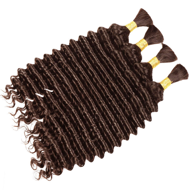 Dark Brown Deep Wave Bulk Hair For Braiding 