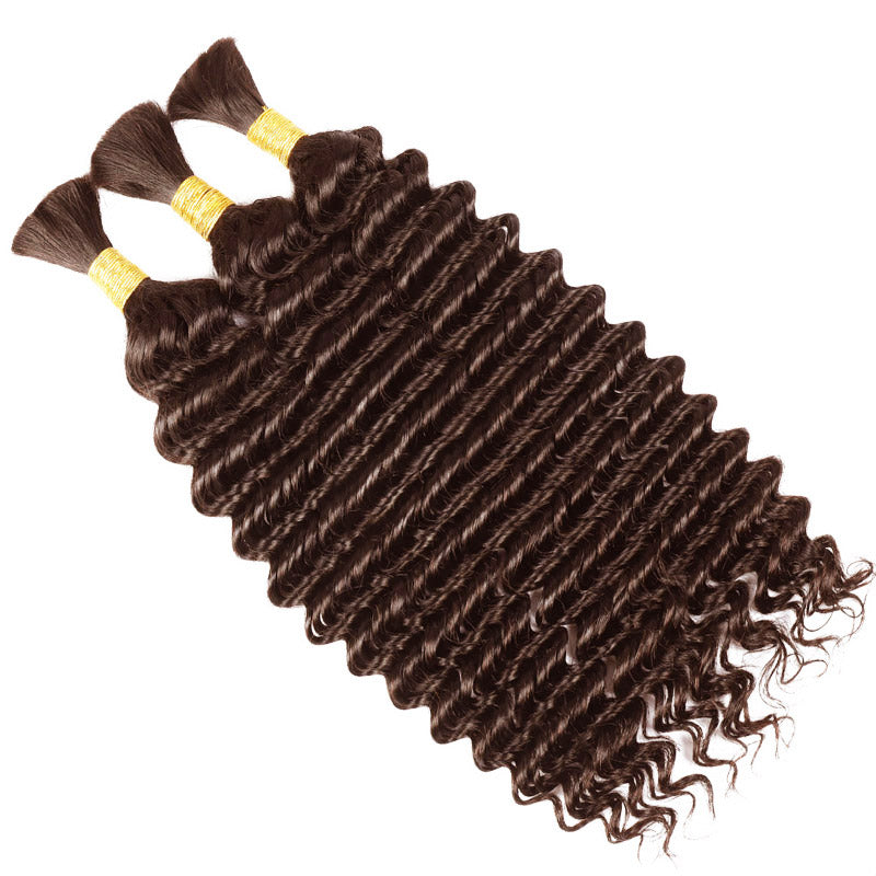 Dark Brown Deep Wave Bulk Hair For Braiding 