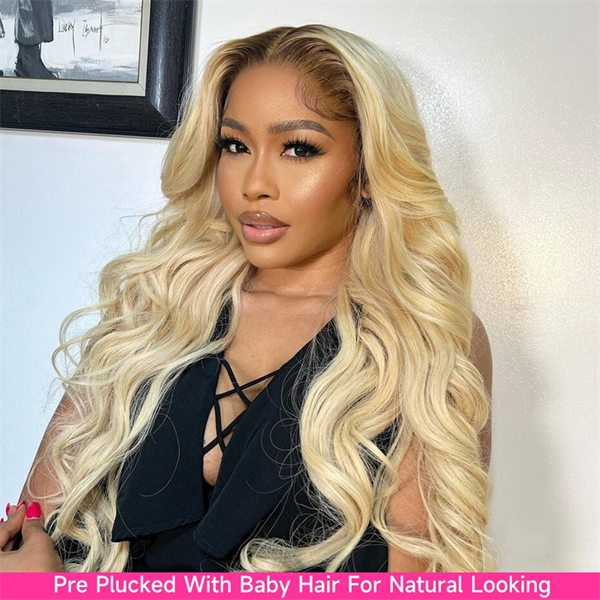 613 Blonde Wig With Brown Roots Body Wave T4/613 Ombre Blonde Lace Front Wigs