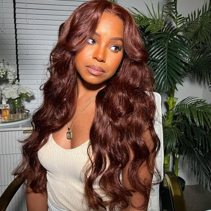 13x4 HD Lace Front Wigs Reddish Brown Wig Ready To Wear Wig Glueless Body Wave Human Hair Wigs