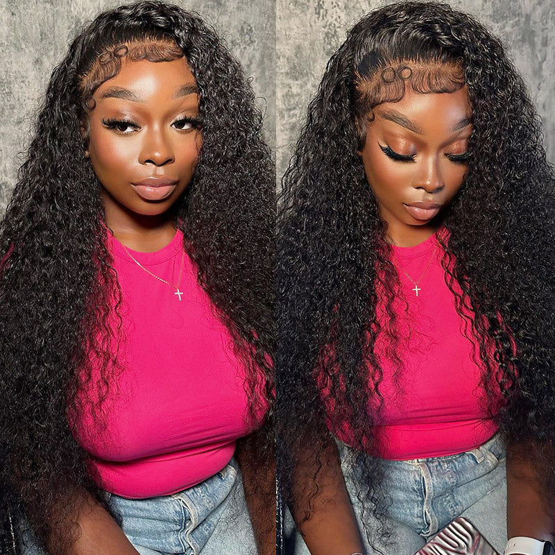 Kinky Curly 13x6 HD Lace Front Wigs Human Hair Pre Plucked Brazilian Invisible HD Lace Frontal Wig