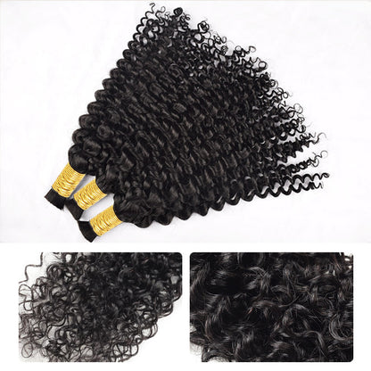 Curly Hair 3 Bundles Bulk Human Hair Extensions For Braiding