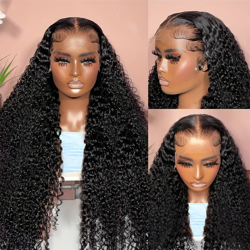 Kinky Curly 13x6 HD Lace Front Wigs Human Hair Pre Plucked Brazilian Invisible HD Lace Frontal Wig