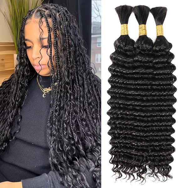 Deep Wave Bulk Human Hair 1/3/4 Bundles 100% Virgin Hair Extensions For Braiding