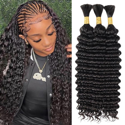 Deep Wave Bulk Human Hair 1/3/4 Bundles 100% Virgin Hair Extensions For Braiding