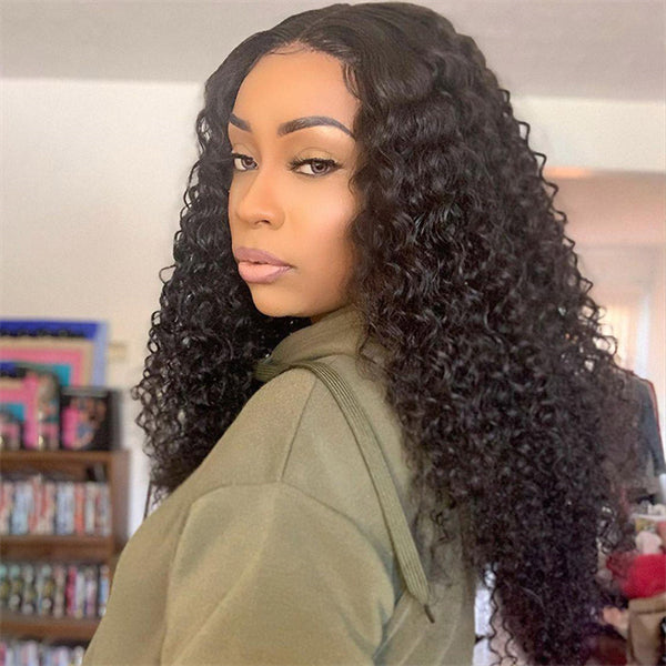 Pre Bleached Knots Glueless Wigs Deep Wave Lace Frontal Wigs HD 13x4 Lace Front Wigs