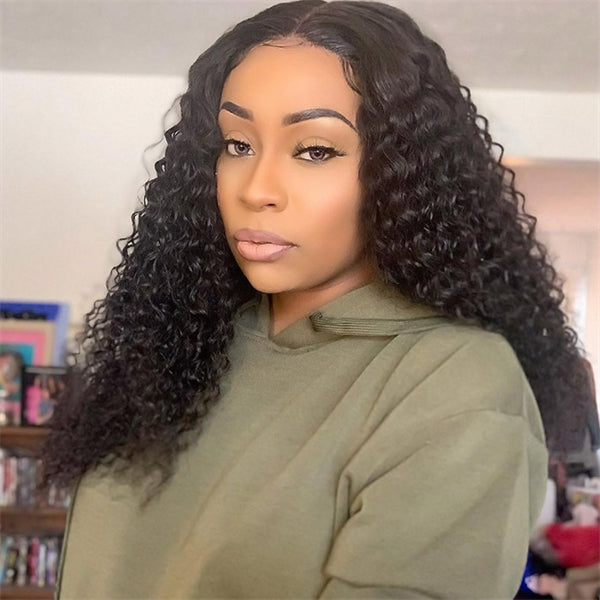 Glueless Human Hair Wigs Deep Curly 13x4 Lace Front Wigs With 3 Cap Sizes