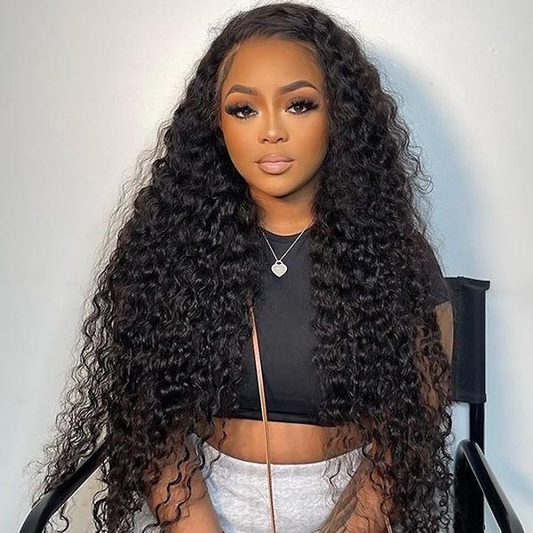 Glueless Human Hair Wigs Deep Curly 13x4 Lace Front Wigs With 3 Cap Sizes