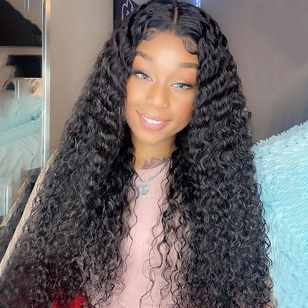 No Glue Wear &amp; Go Wigs Deep Wave 5x5 Lace Closure Wig Pre Cut Glueless Human Hair Wigs