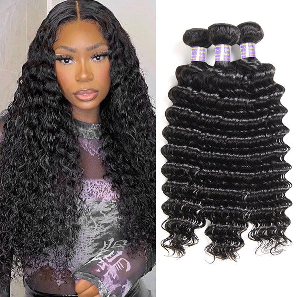 Deep Wave Bundles Brazilian Deep Curly Human Hair 3 Bundles