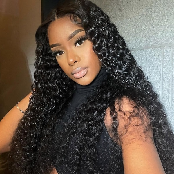 No Glue Wear &amp; Go Wigs Deep Wave 5x5 Lace Closure Wig Pre Cut Glueless Human Hair Wigs