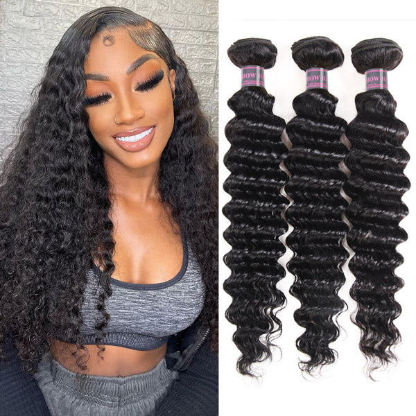 Ishow Peruvian Virgin Hair Deep Wave 3 Bundles Unprocessed Human Hair