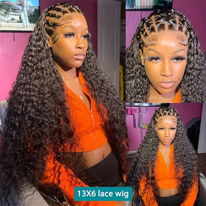 13x6 Invisible HD Lace Front Wigs Deep Wave Human Hair Wig Pre Plucked Hairline