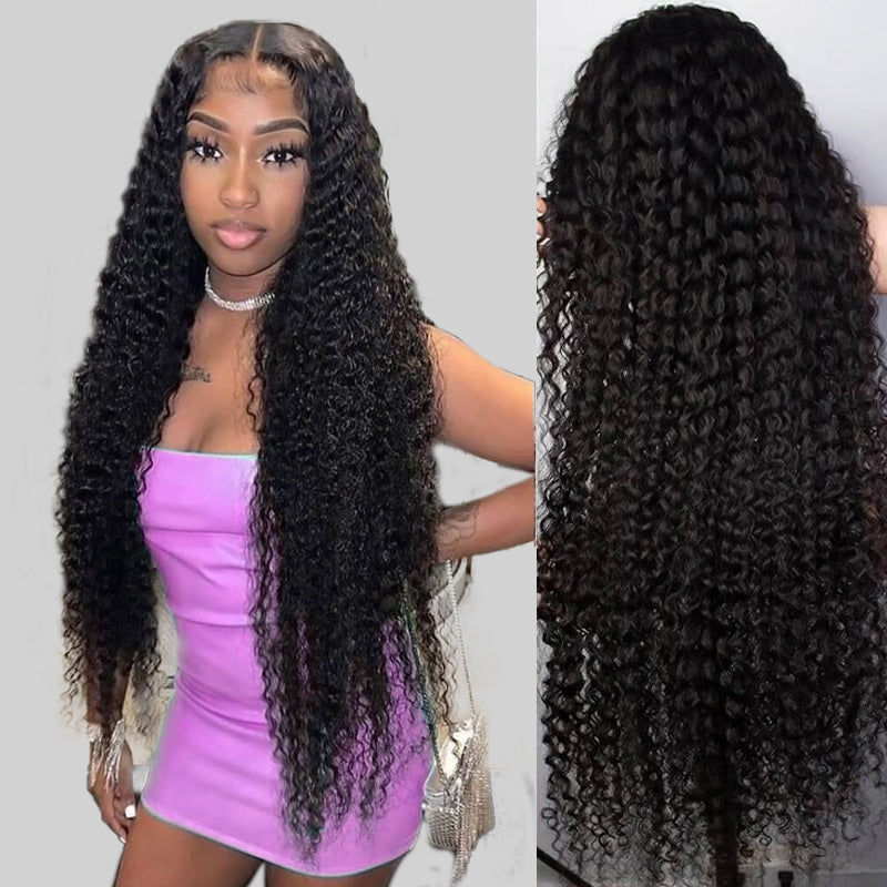 Hairsmarket Glueless Deep Wave 4x4 HD Lace Closure Wigs Human Hair Wigs Pre-Bleached Knots 