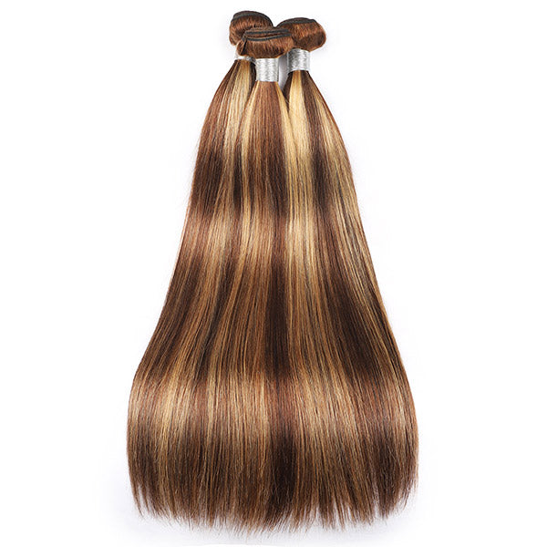 Hairsmaket Colored Bundles 613/Brown/Ginger/Highlight Human Hair Bundles with Closure