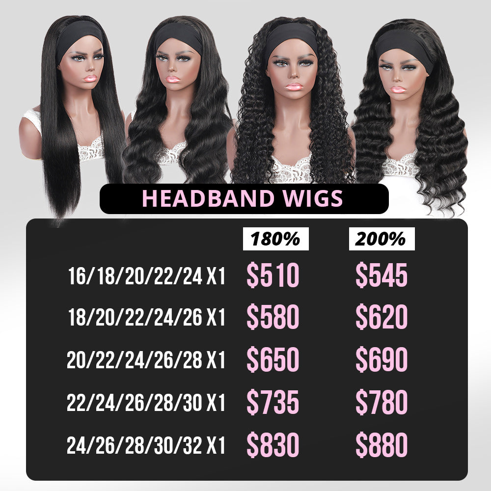 Wholesale | Hairsmarket Headband Glueless Human Hair Wig 5PCS Free Shipping