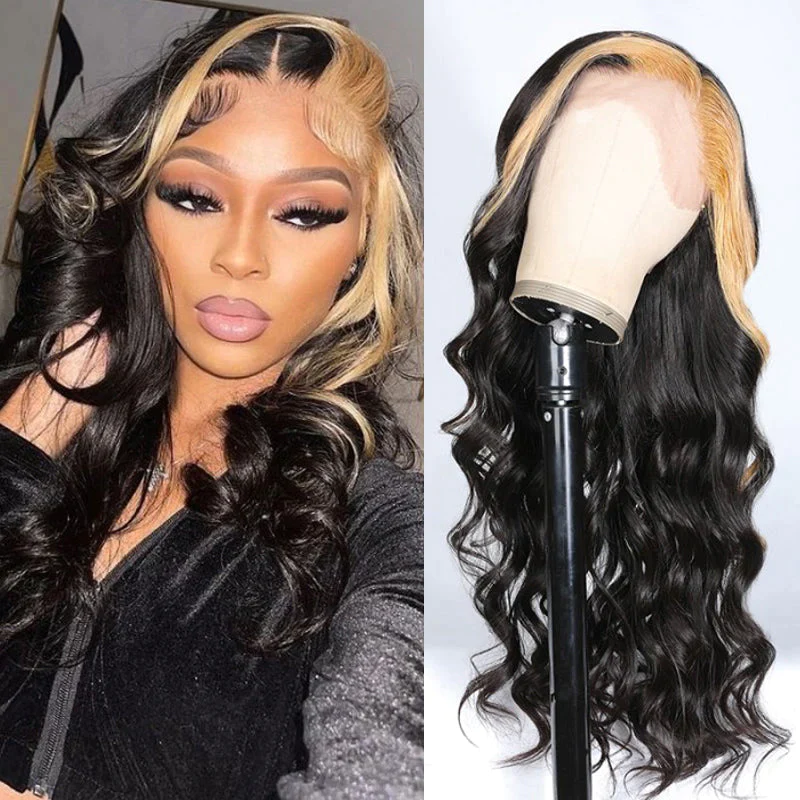 Hairsmarket Blonde Balayage Wig 13x4 Lace Front Wigs Highlight Body Wave Human Hair Wigs