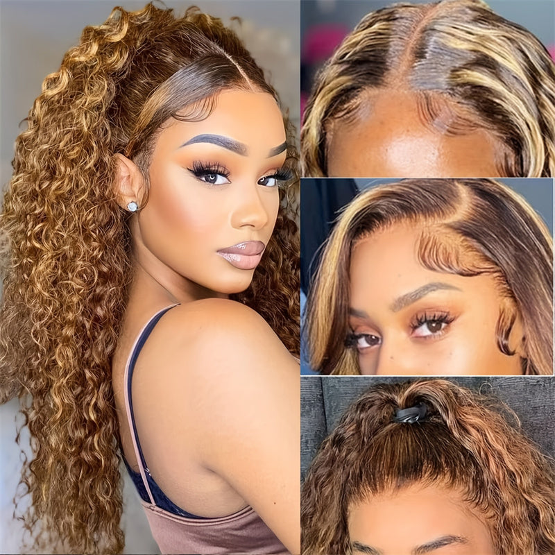 Balayage Highlight Lace Front Wigs Body Wave Human Hair Wigs Deep Wave HD Lace Glueless Wigs