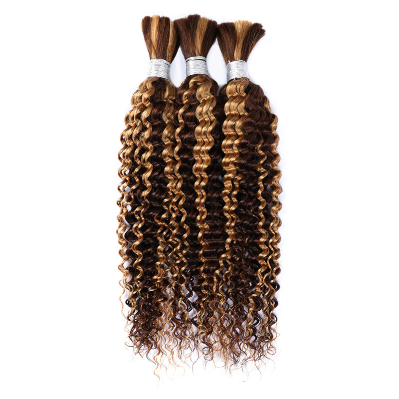 Highlight P4/27 Deep Wave Bulk Human Hair For Braiding Bundles