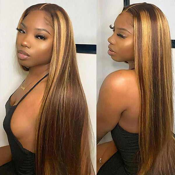 Honey Blonde Highlight Bundles Brazilian Straight Human Hair Weave Piano Hair 3 Bundles